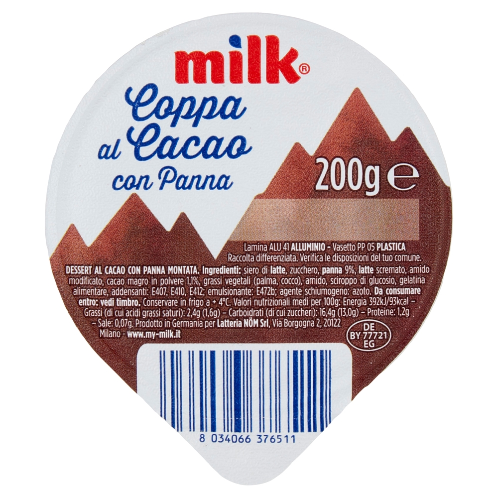 Milk Coppa Panna Cacao, 200 g